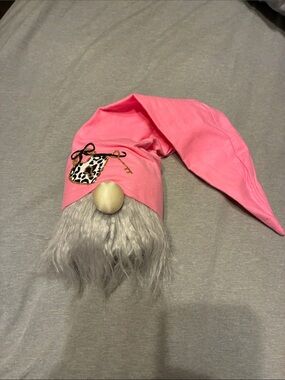 Pink Gnome Decorative Hat with Faux Fur Beard